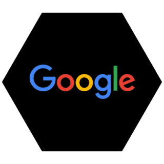 Hexagonal icon with the Google logo, inviting customers to leave reviews for services provided by Colin Can Help