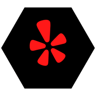 Yelp logo button to send people to the Colin Can Help listing on the Yelp platform.